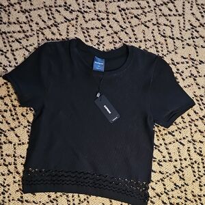 Express Black Crop Top with Details.